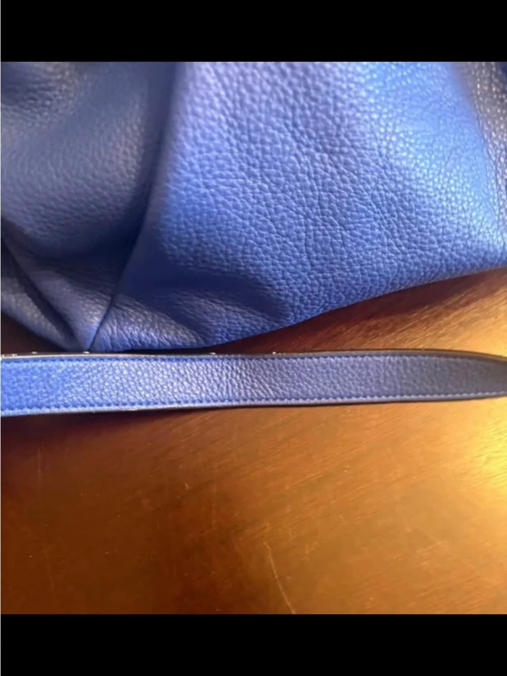 Vince Camuto Blue Leather Hobo Bag with Gold Hardware